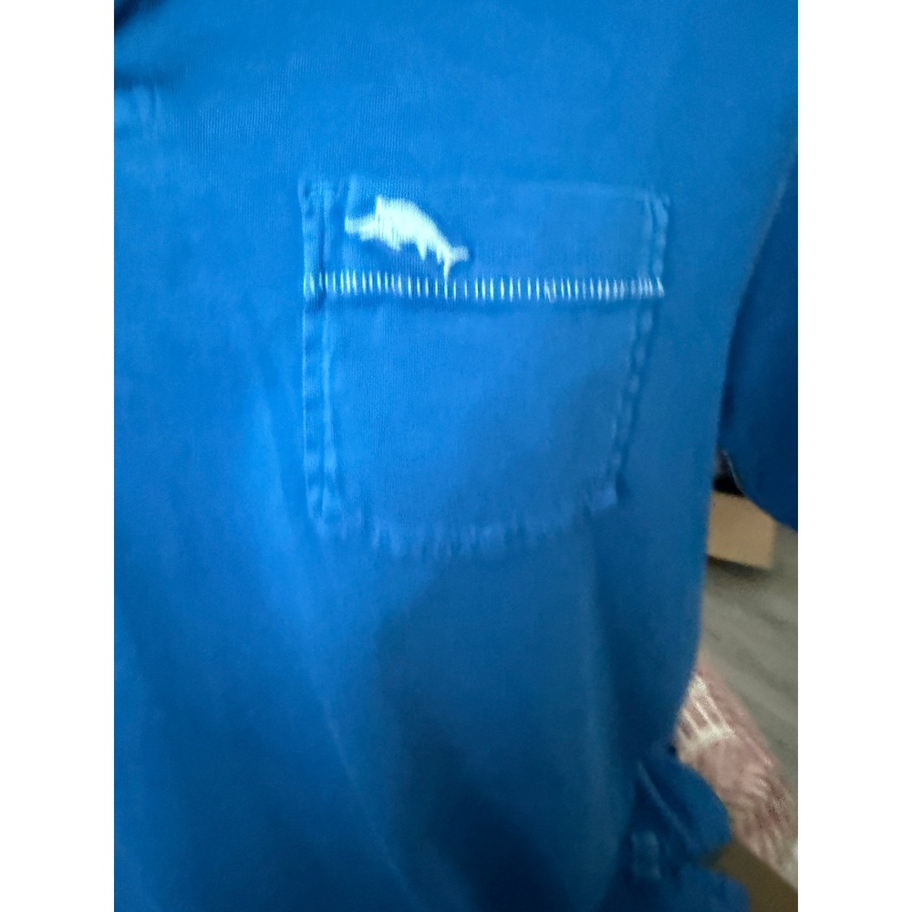 Tommy Bahama Men's Blue Short Sleeve Polo - Marlin Logo Pocket Contrast Stitch - Picture 2 of 7